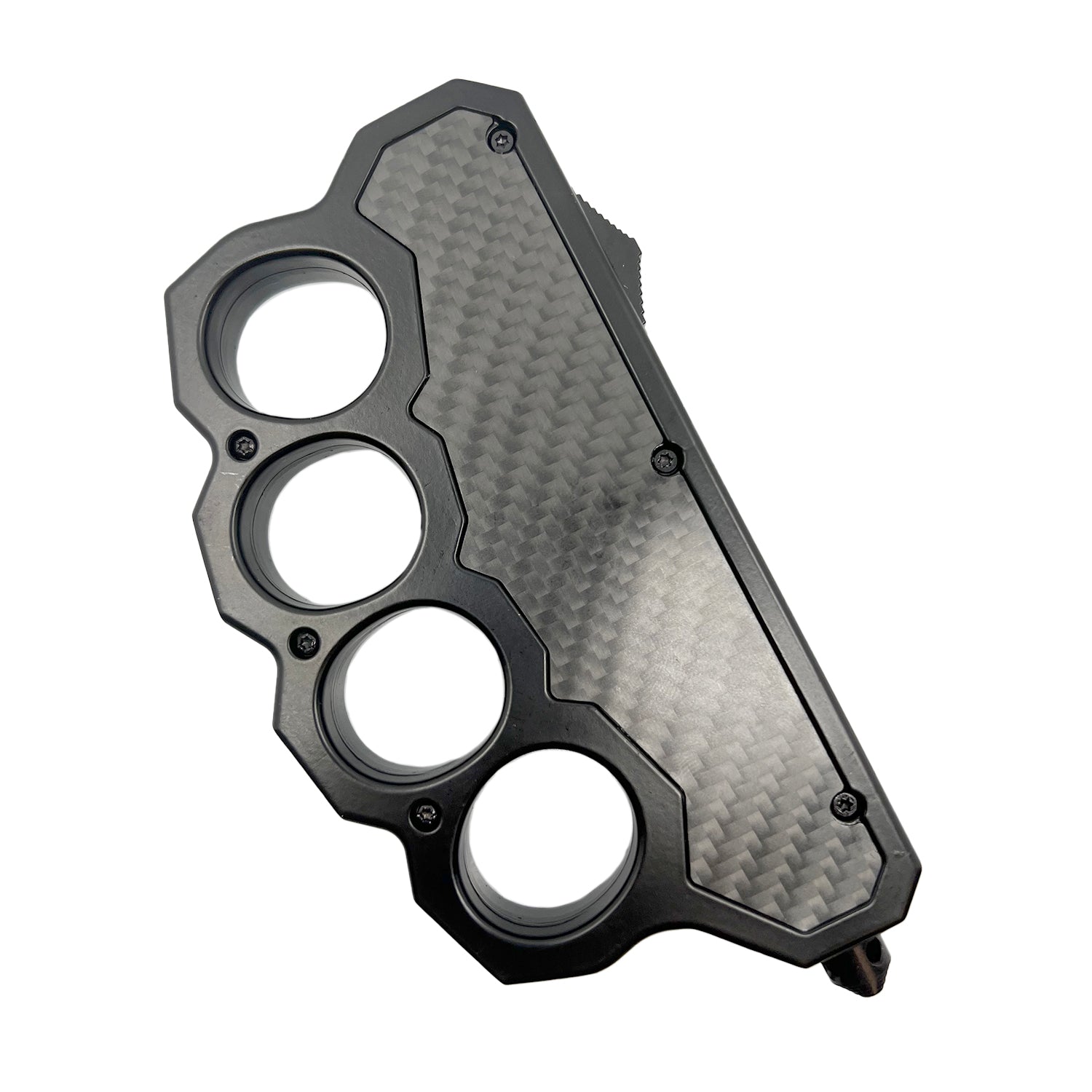 6" OTF Knuckle Knife Black with Carbon Fiber