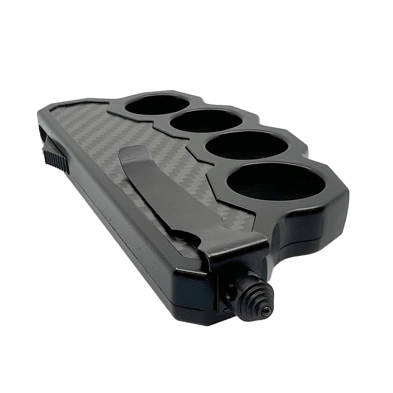 6" OTF Knuckle Knife Black with Carbon Fiber