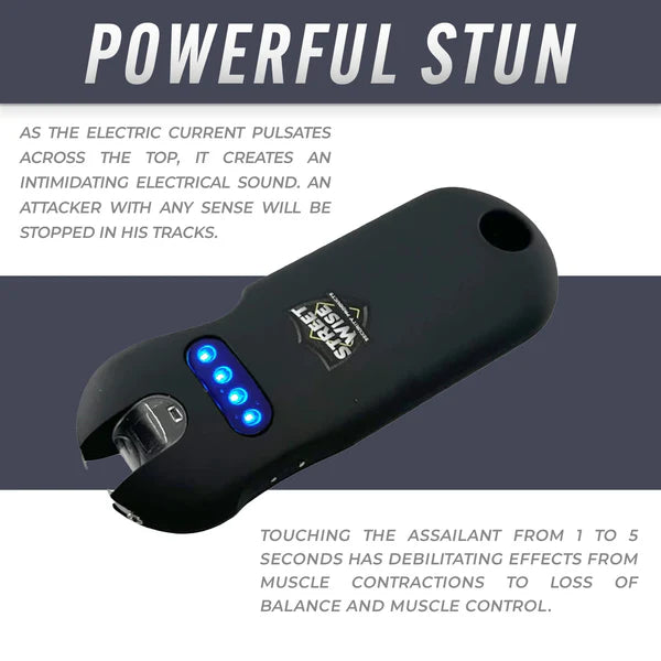 Streetwise SMART - 24M Volt Keychain Stun Gun Rechargeable LED Black Pink Teal